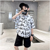 White Lycra printed casual wear shirt & shorts set for kids, short sleeve design with vibrant graphics