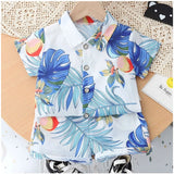 White Lycra printed kid's casual wear shirt and shorts set with short sleeves, vibrant pattern detail