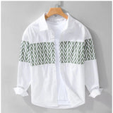 Men's casual cotton printed full sleeve collar shirt (white), vibrant pattern for everyday style