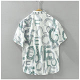 Men's casual printed 3/4th sleeve cotton shirt (white), vibrant design on soft fabric for laid-back style