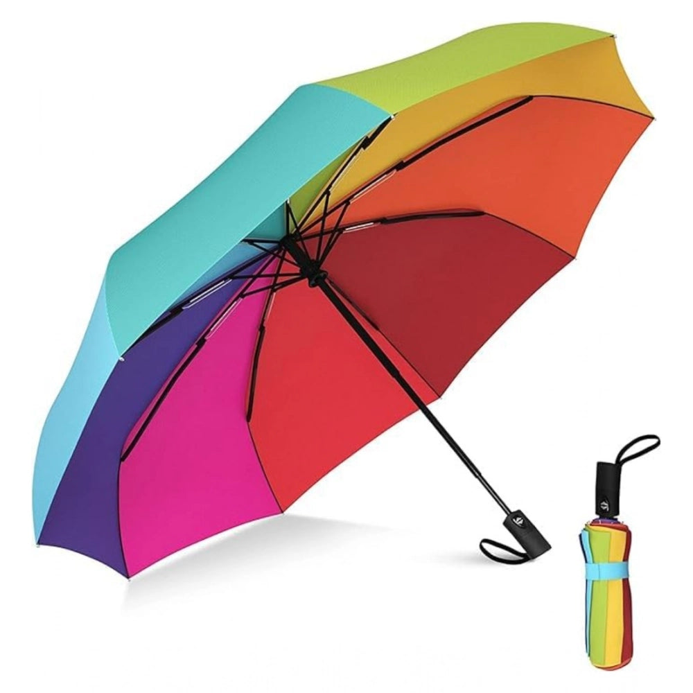 Rainbow metal travel umbrella for auto protection during outdoor trips