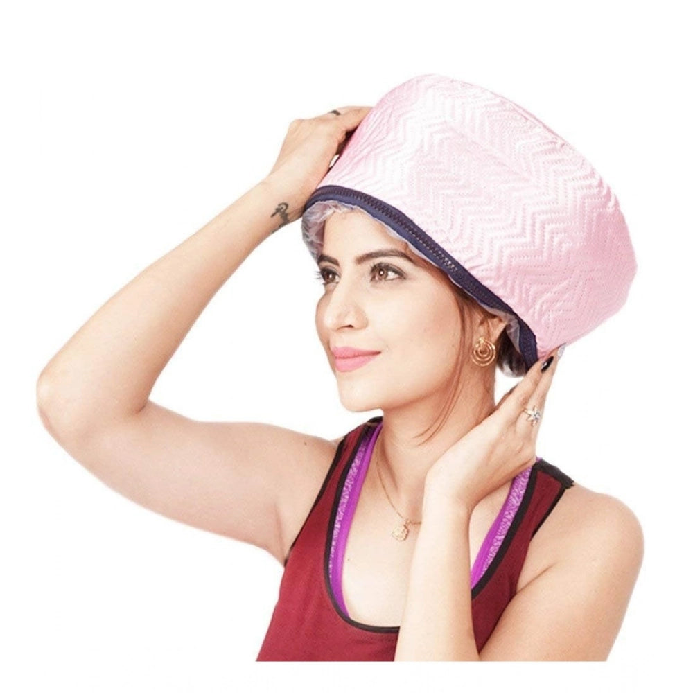 Pink plastic head spa cap treatment with beauty steamer for home use