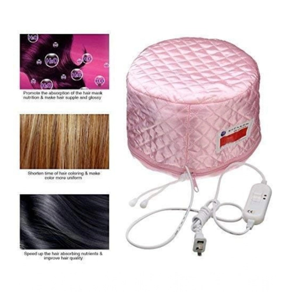 Plastic pink head spa cap treatment with steamer for home beauty care