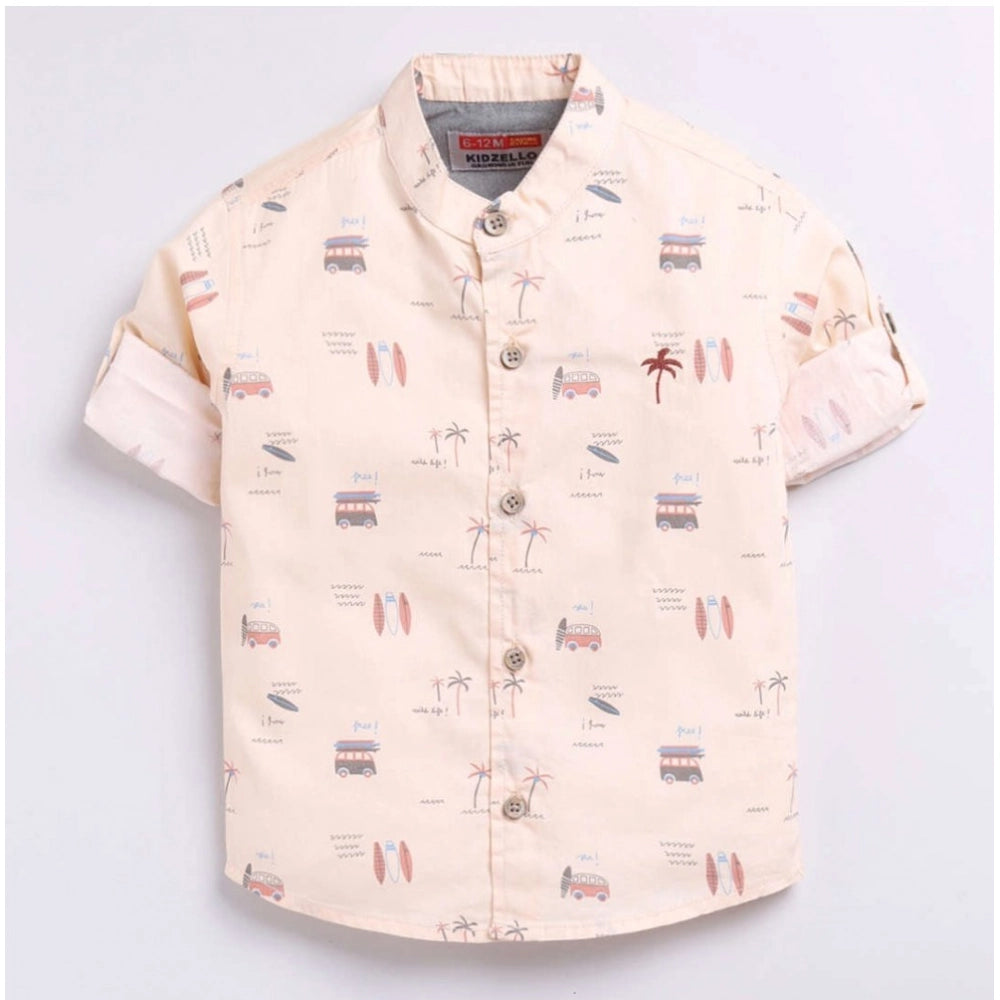Kid's multi-color printed cotton blend short sleeve shirt, vibrant design for boys' casual wear