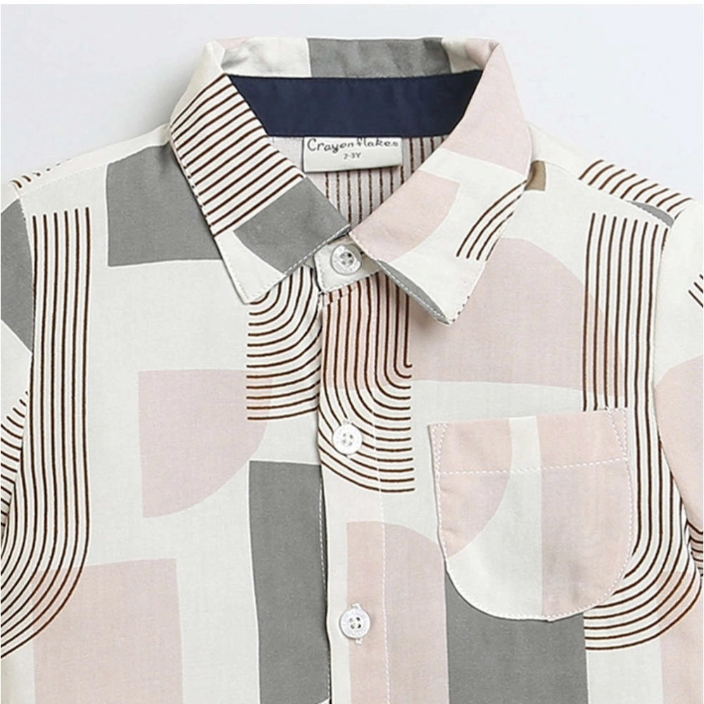 Boys' printed cotton blend short sleeve shirt in multiple colors