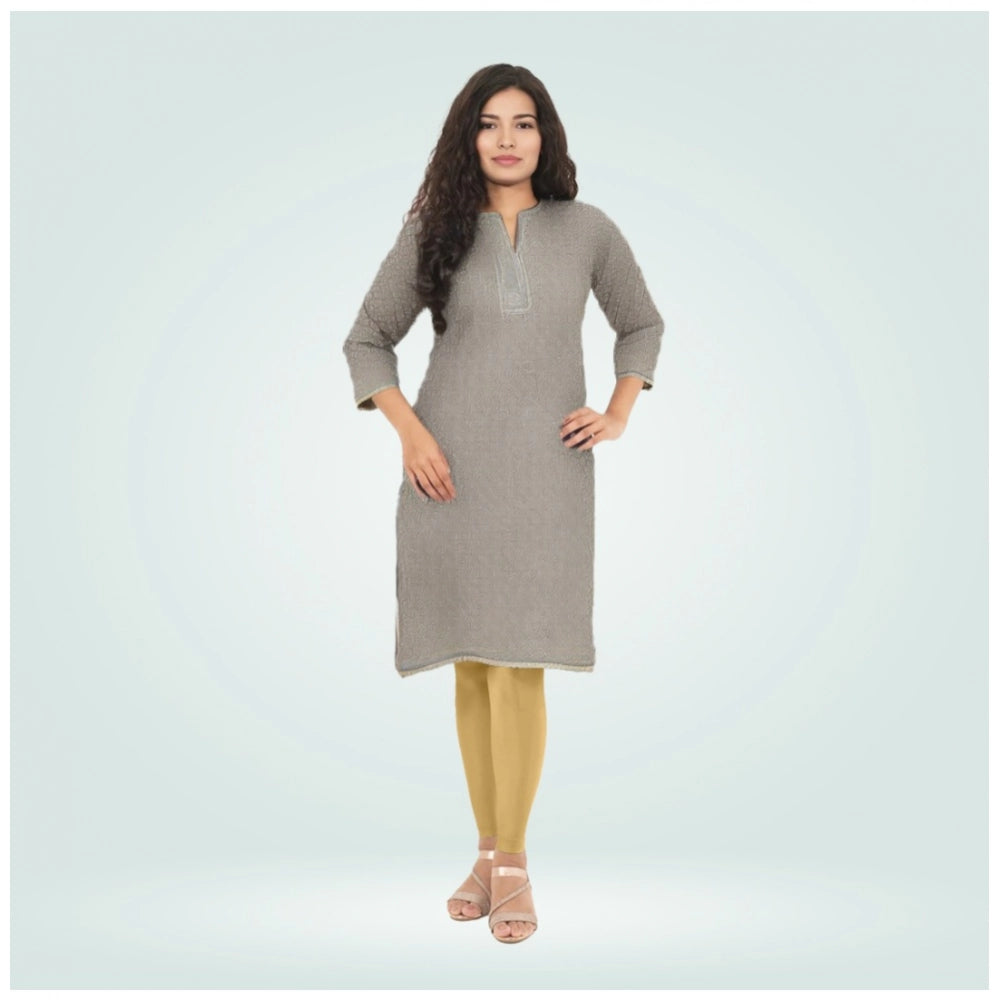 Beige cotton-blend shimmer ankle leggings - stylish, comfortable women's clothing
