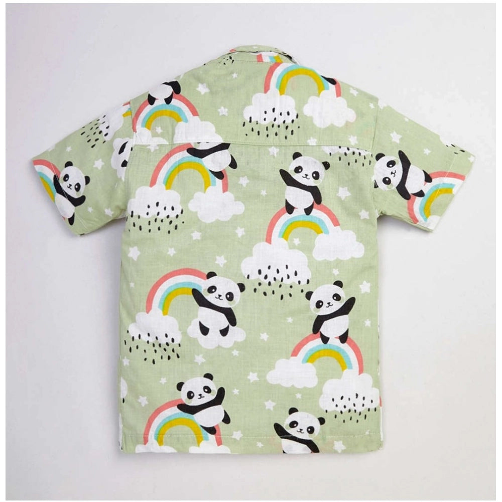 MultiColor Lycra blend printed boy's shirt & shorts set, ideal for active play