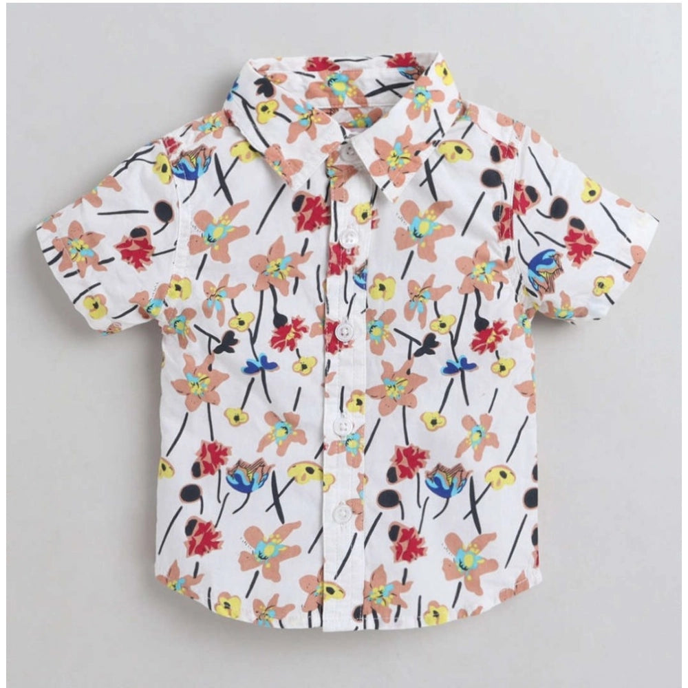 Kid's multi-color printed cotton blend short sleeve shirt, vibrant patterns for active play