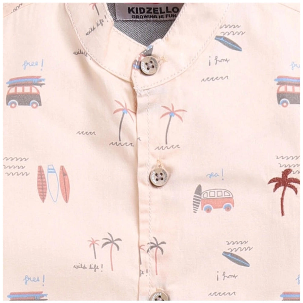 MultiColor cotton blend printed short sleeve shirt for kids - versatile casual attire for playtime
