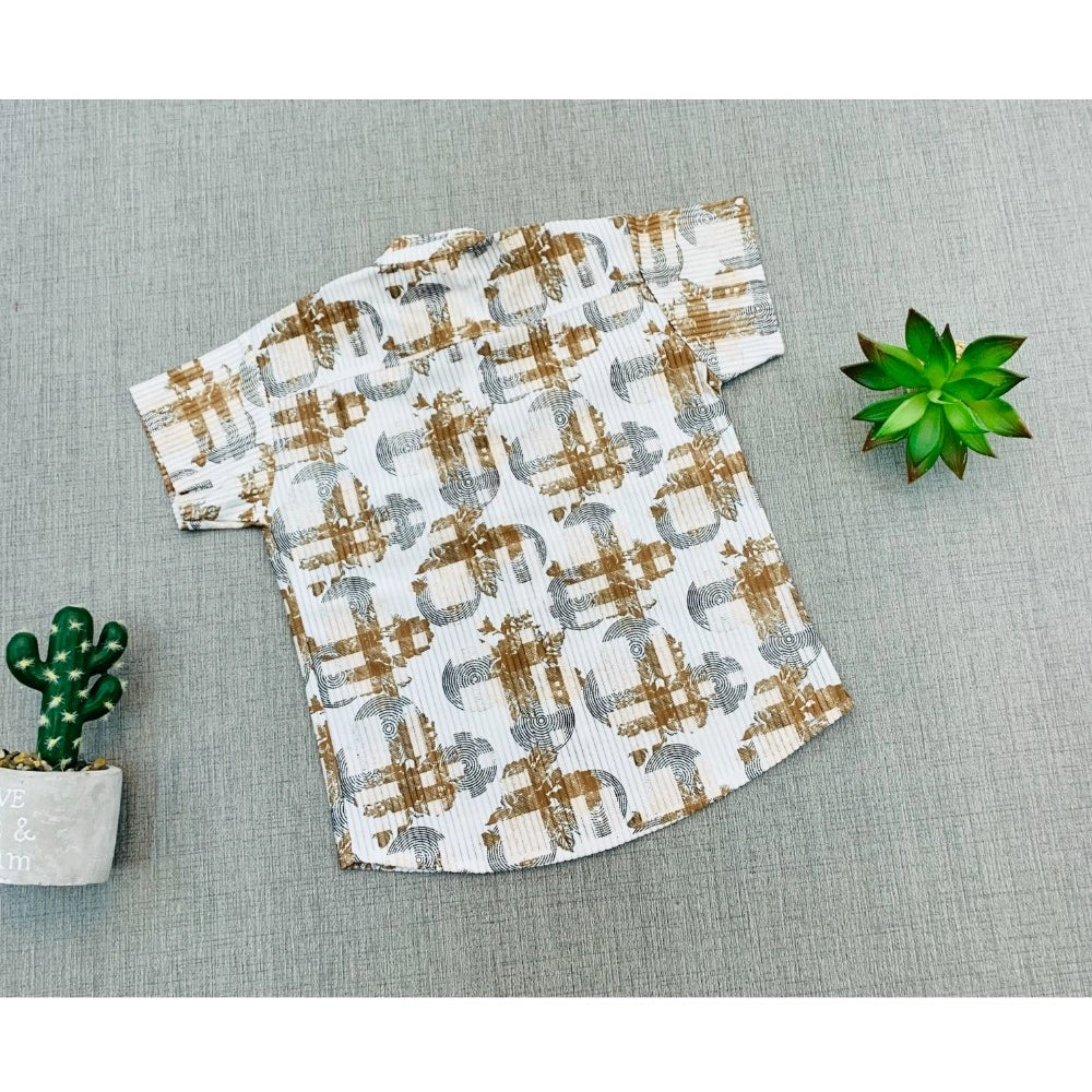 Boys multi-colored cotton blend printed short sleeve shirt, casual and vibrant kids' apparel