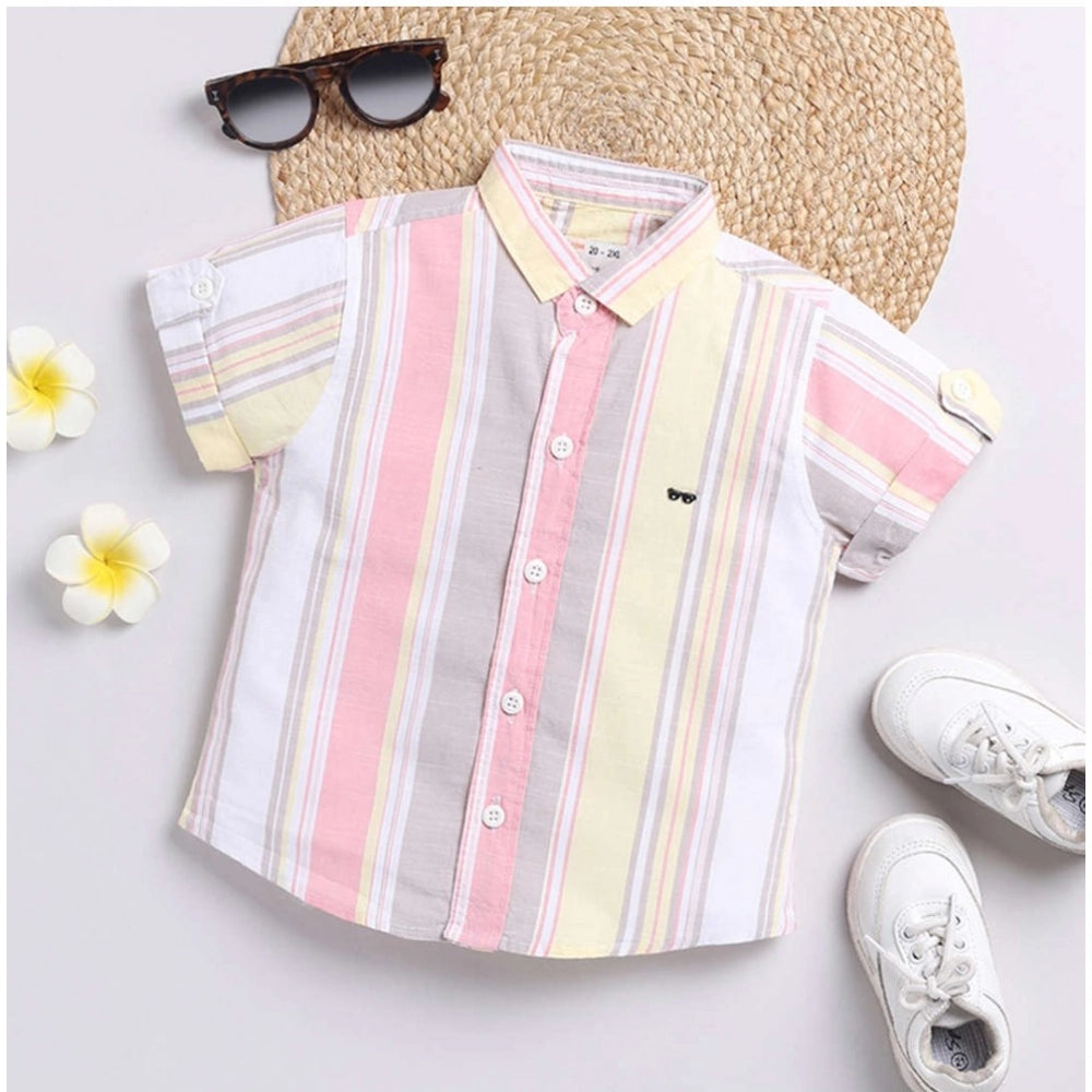 MultiColor cotton blend printed short sleeve shirt for boys, ideal for casual play