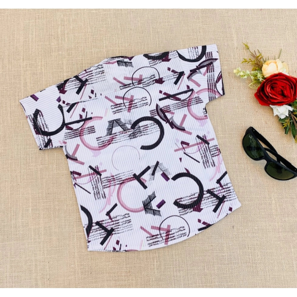MultiColor cotton blend short sleeve shirt & shorts set for boys, printed design