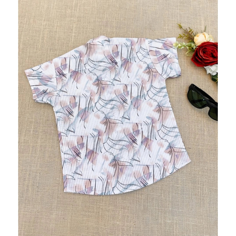 Kid's multi-colored printed cotton blend short sleeve shirt, versatile casual wear for boys
