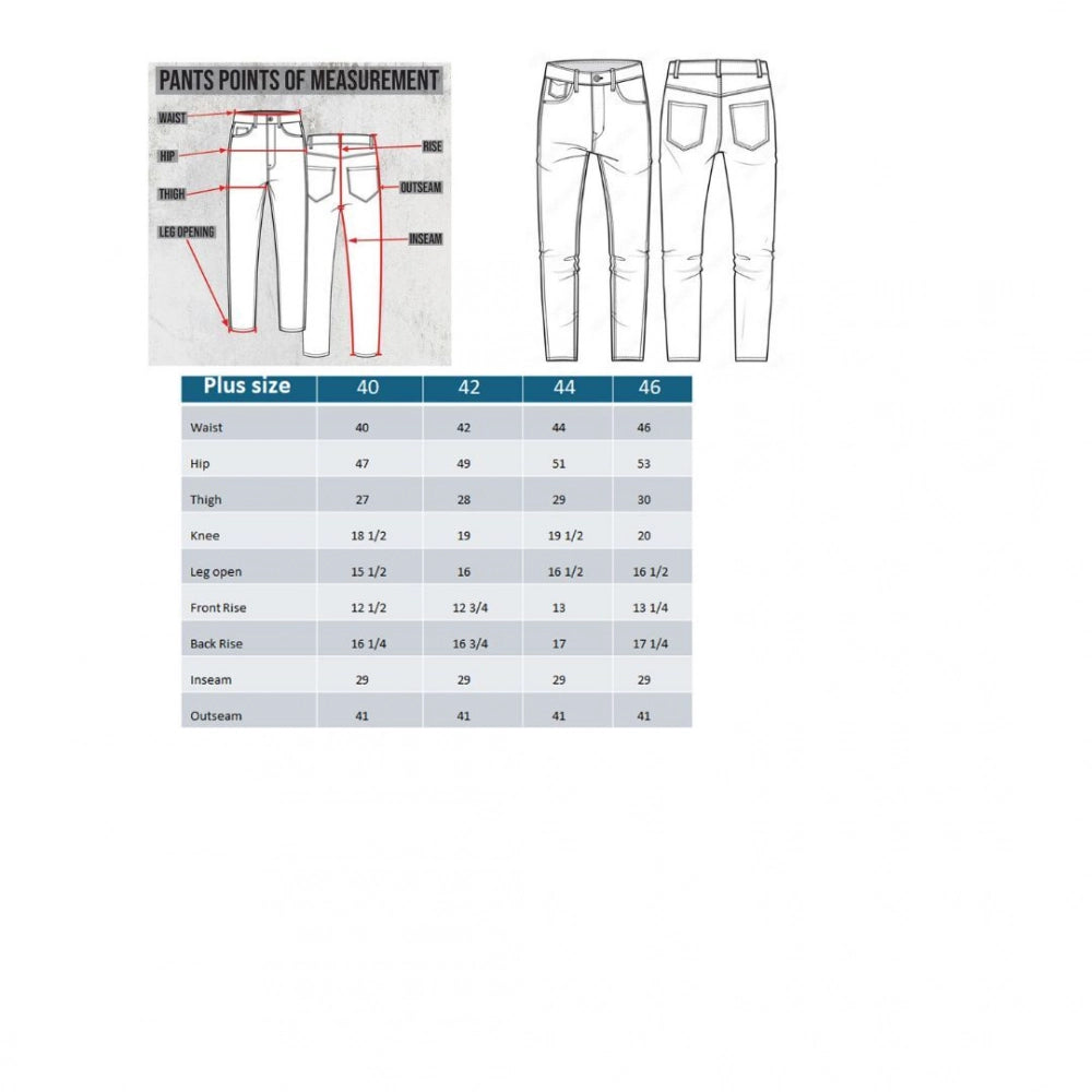 Men's cotton blended solid plus size black jeans - mid rise, button closure for fashionable fit