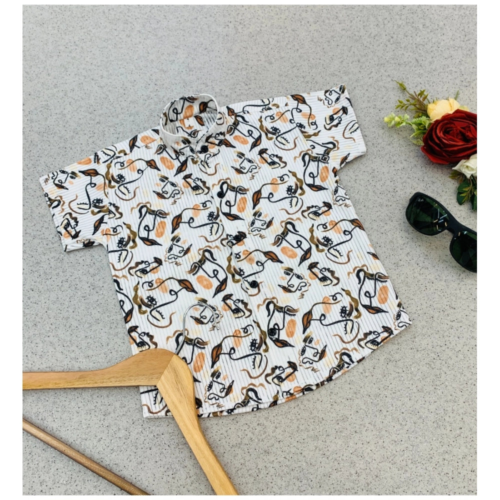 Boy's printed cotton blend short-sleeve multi-color shirt, vibrant design on clothing for kids