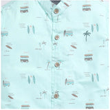 Multi-color cotton blend printed short sleeve shirt for boys, casual kid's clothing on model