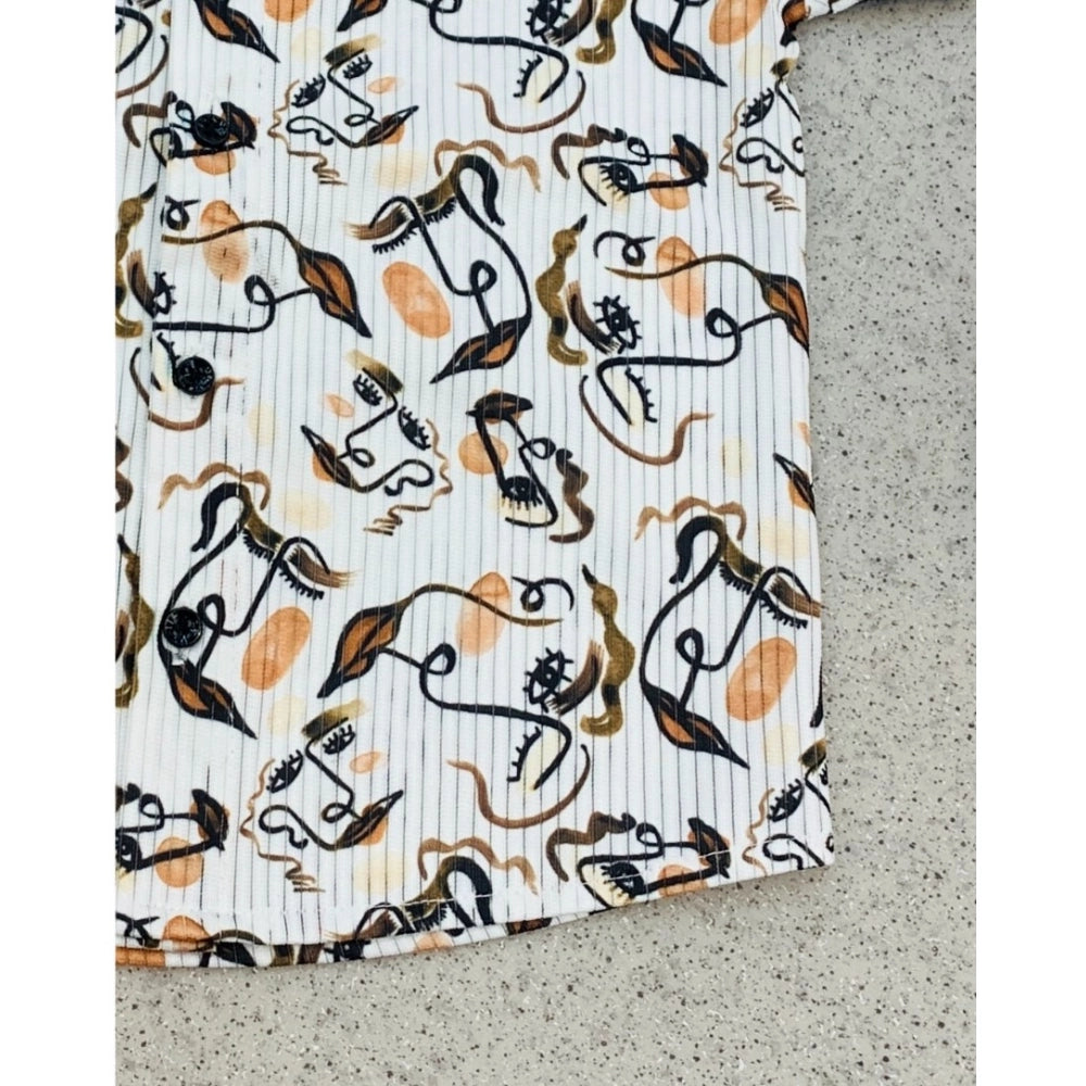 Multicolor cotton blend printed short sleeve shirt for kids, perfect casual wear
