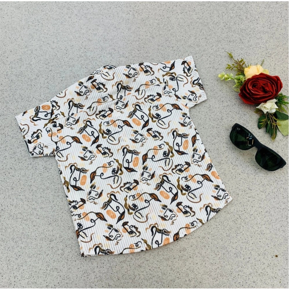 Boy's printed cotton blend short-sleeve multi-color shirt, vibrant colors on kid's casual top