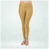 Beige cotton-blend shimmer ankle leggings - women's solid pattern athletic wear