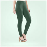 Bottle Green cotton-blend solid churidar leggings for women, comfortable fit