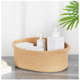 Cotton 2 Pcs Oval Basket Storage Basket For Clothes (Beige)