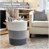 Cotton Laundry Basket Pack of 1 Storage Basket For Clothes (Multicolor)