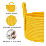Cotton Basket Inch Pack of 1 Storage Basket For Clothes (Yellow)