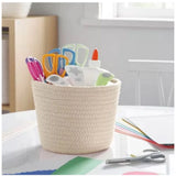 Cotton White Pen Holder Pack of 1 Storage Basket For Clothes (White)