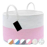 Cotton Laundry Basket Pack of 1 Storage Basket For Clothes (Pink)