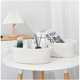 Cotton Pcs Oval Basket  Storage Basket For Clothes (White)