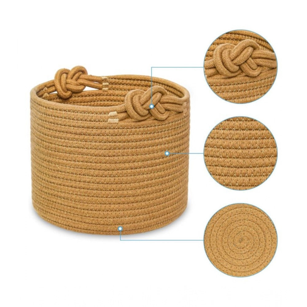Cotton Brown Basket Inch Pack of 1 Storage Basket For Clothes (Brown)