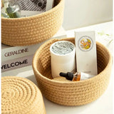 Cotton 3 Pcs Round Set Storage Basket For Clothes (Brown)