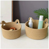Cotton Cat Basket Pack of 3 Storage Basket For Clothes (Brown)