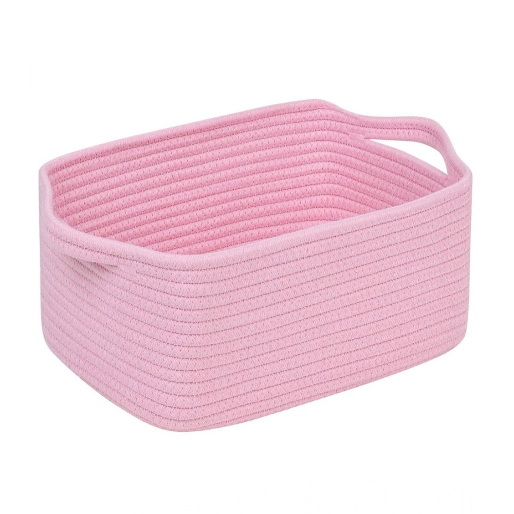 Cotton Basket Pack of 1 Storage Basket For Clothes (Pink)