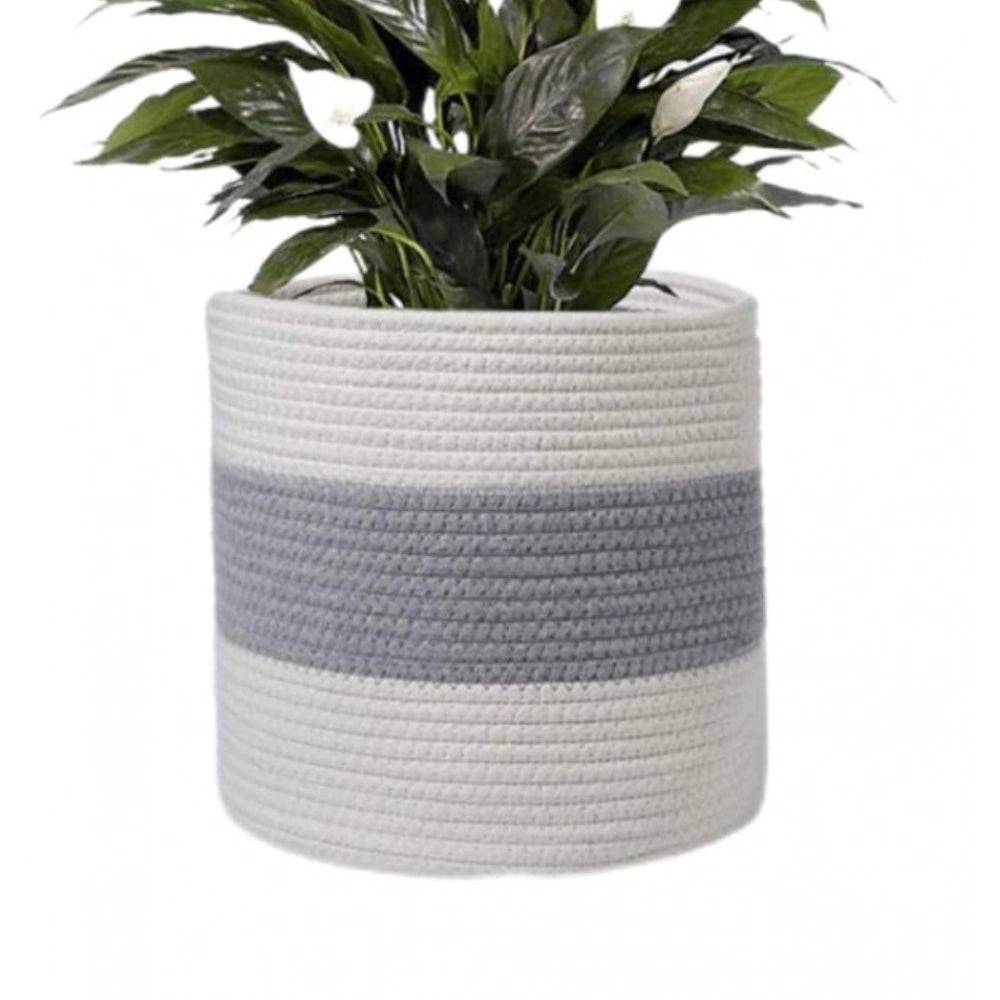 Cotton Flower Basket Pack of 1 Storage Basket For Clothes (Grey)