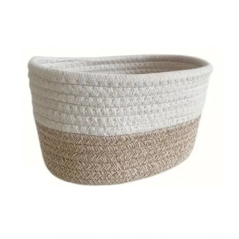 Cotton Bathroom Storage Basket Pack of 1 Storage Basket For Clothes (White)