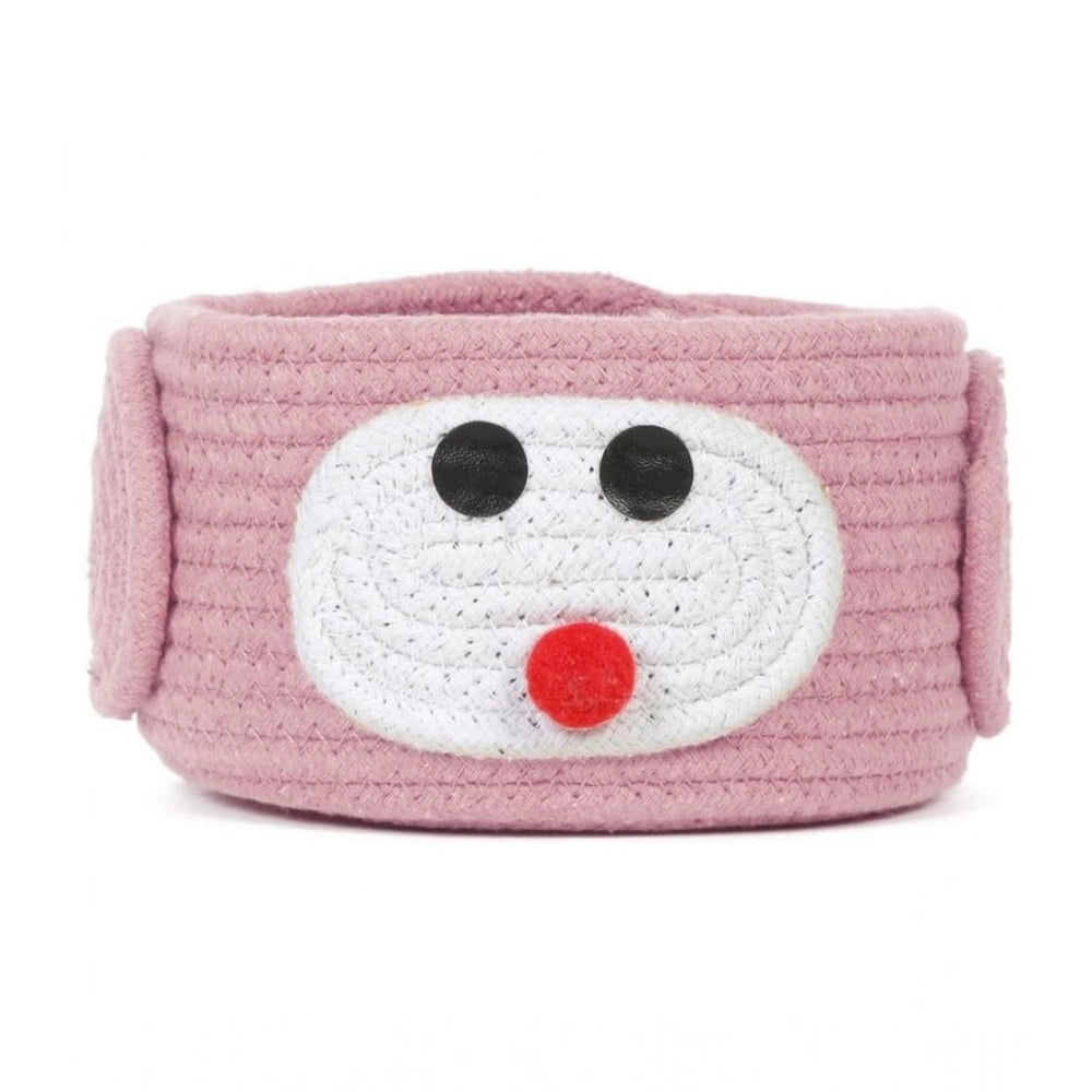 Cotton Pen Holder Pack of 1 Storage Basket For Clothes (Pink)