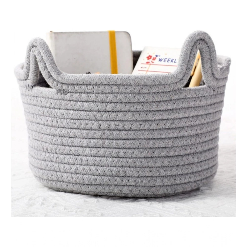 Cotton Cat Basket Inch Pack of 1 Storage Basket For Clothes (Grey)