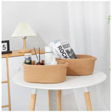 Cotton 2 Pcs Oval Basket Storage Basket For Clothes (Beige)