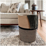 Cotton Laundry Basket Pack of 1 Storage Basket For Clothes (Multicolor)