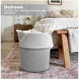 Cotton Laundry Basket Pack of 1 Storage Basket For Clothes (Grey)