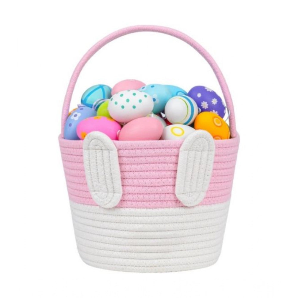 Cotton Toys Bucket Pack of 1 Storage Basket For Clothes (Pink)