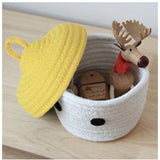 Cotton Box Yellow Lid Inch Pack of 1 Storage Basket For Clothes (White)