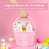 Cotton Ear Toy Bucket Pack of 1 Storage Basket For Clothes (Pink)