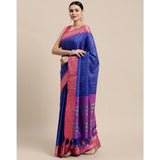 R Blue checkered cotton silk saree with unstitched blouse, vibrant traditional Indian wear for women