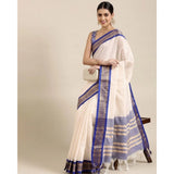 R Blue cotton silk checkered saree with unstitched blouse, 5.5mtr