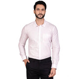 Pink cotton men's casual full-sleeve solid shirt, mandarin collar style for smart-casual wear