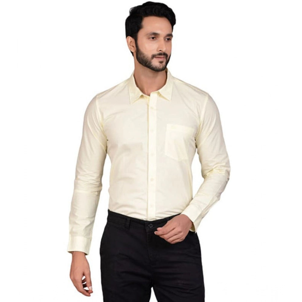 Lemon cotton men's casual full sleeve solid shirt, soft and comfortable for everyday wear