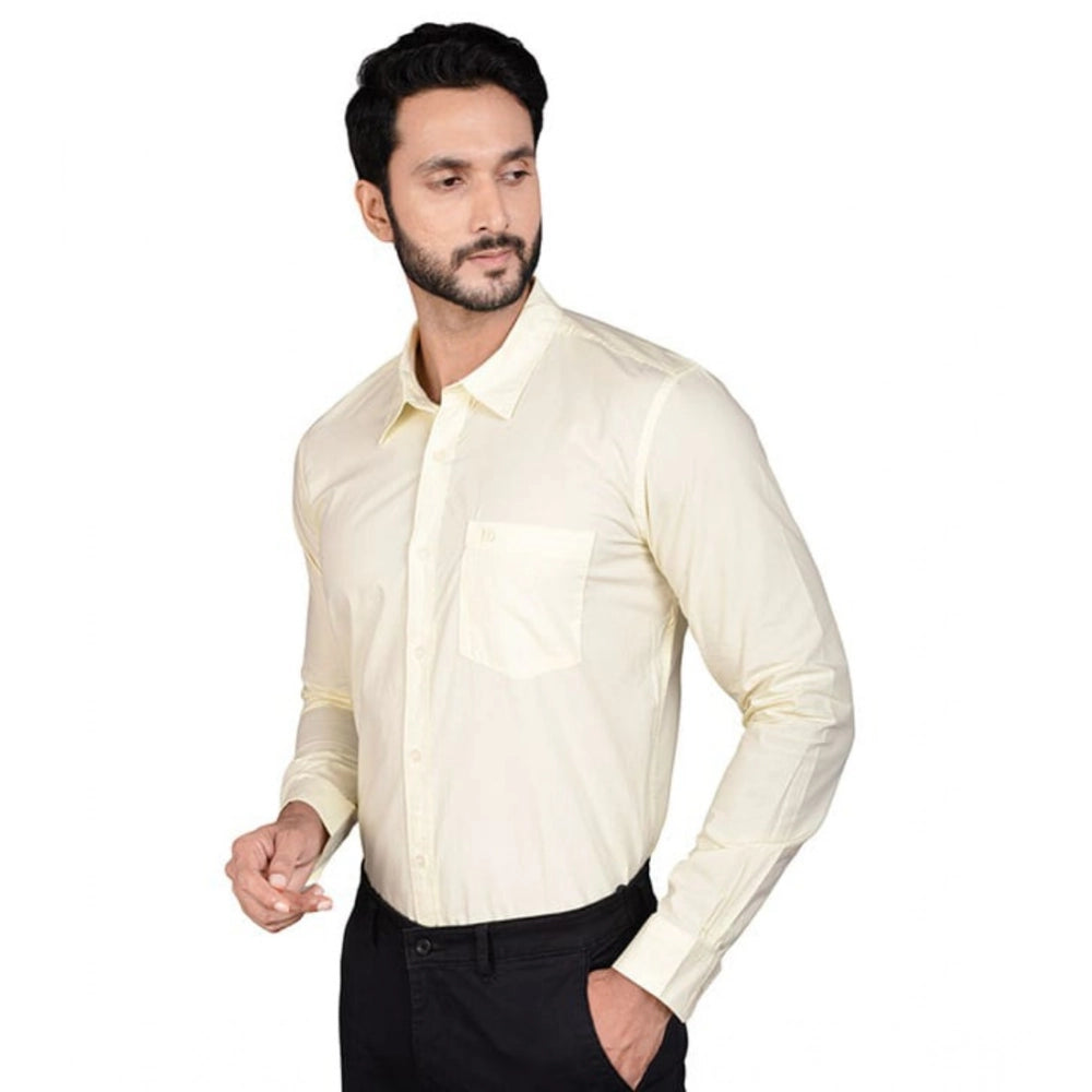 Lemon cotton men's casual full sleeve solid shirt, comfortable for everyday wear