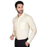 Lemon cotton men's casual full sleeve solid shirt, comfortable for everyday wear